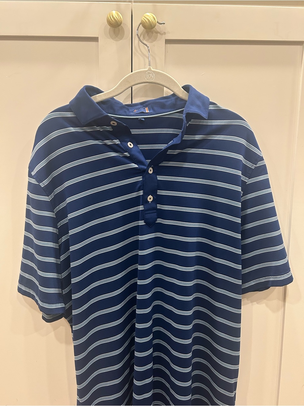 Striped Navy and Light Blue Men's Polo Shirt